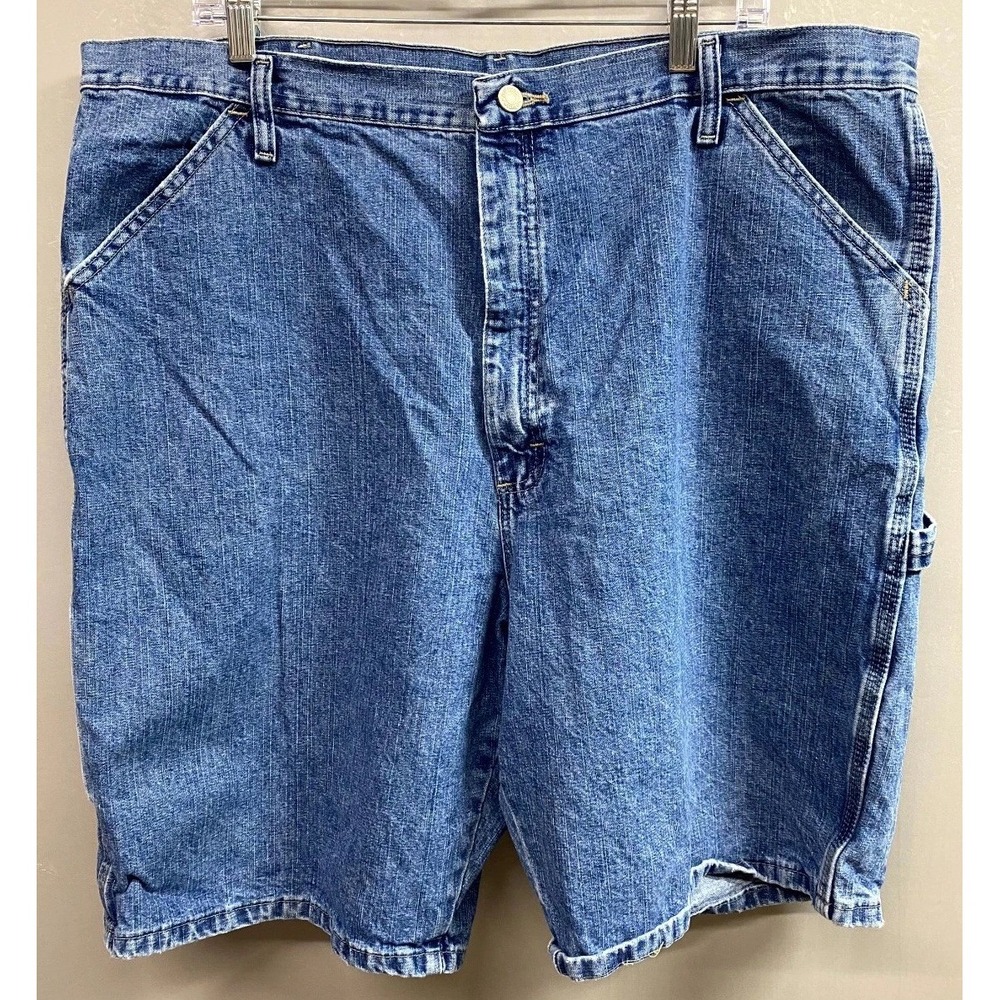 Wrangler Carpenter Cargo Shorts Mens 40 Blue Denim Medium Wash Utility Workwear
